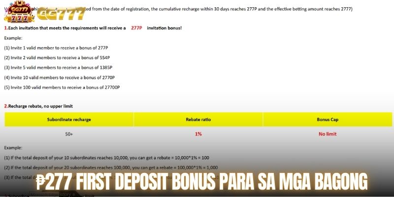 ₱277 First Deposit Bonus para sa mga bagong player