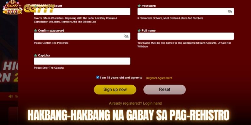 Hakbang-hakbang na gabay sa pag-rehistro sa GG777