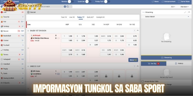 Impormasyon tungkol sa SABA Sport