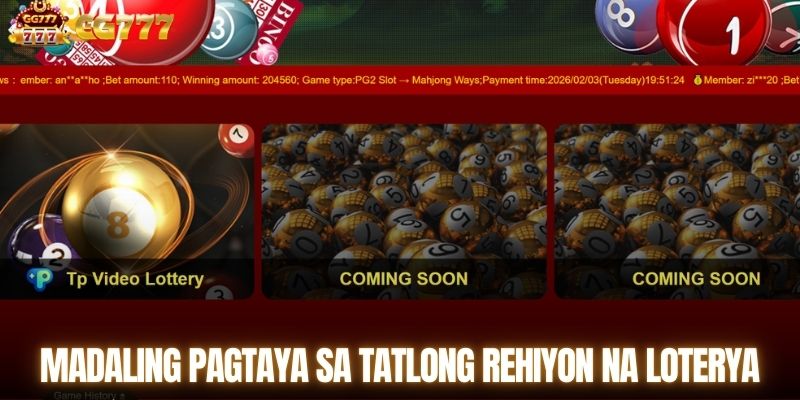Madaling pagtaya sa tatlong rehiyon na loterya