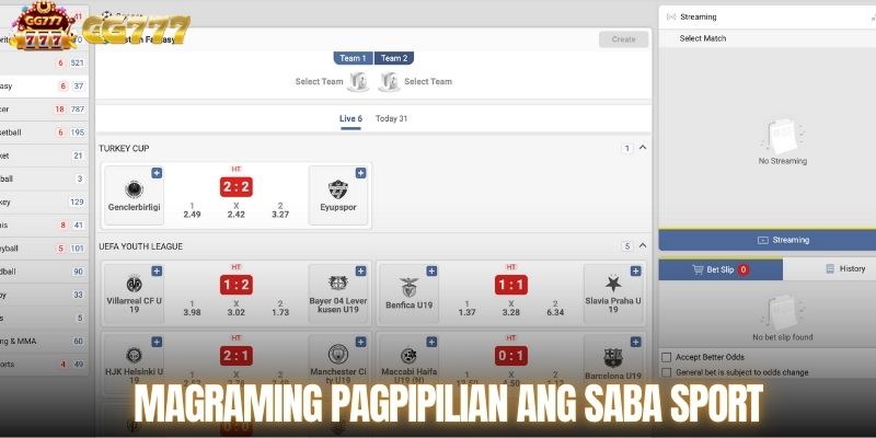 Maraming pagpipilian ang SABA sport