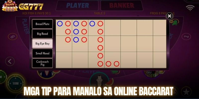 Mga tip para manalo sa online baccarat